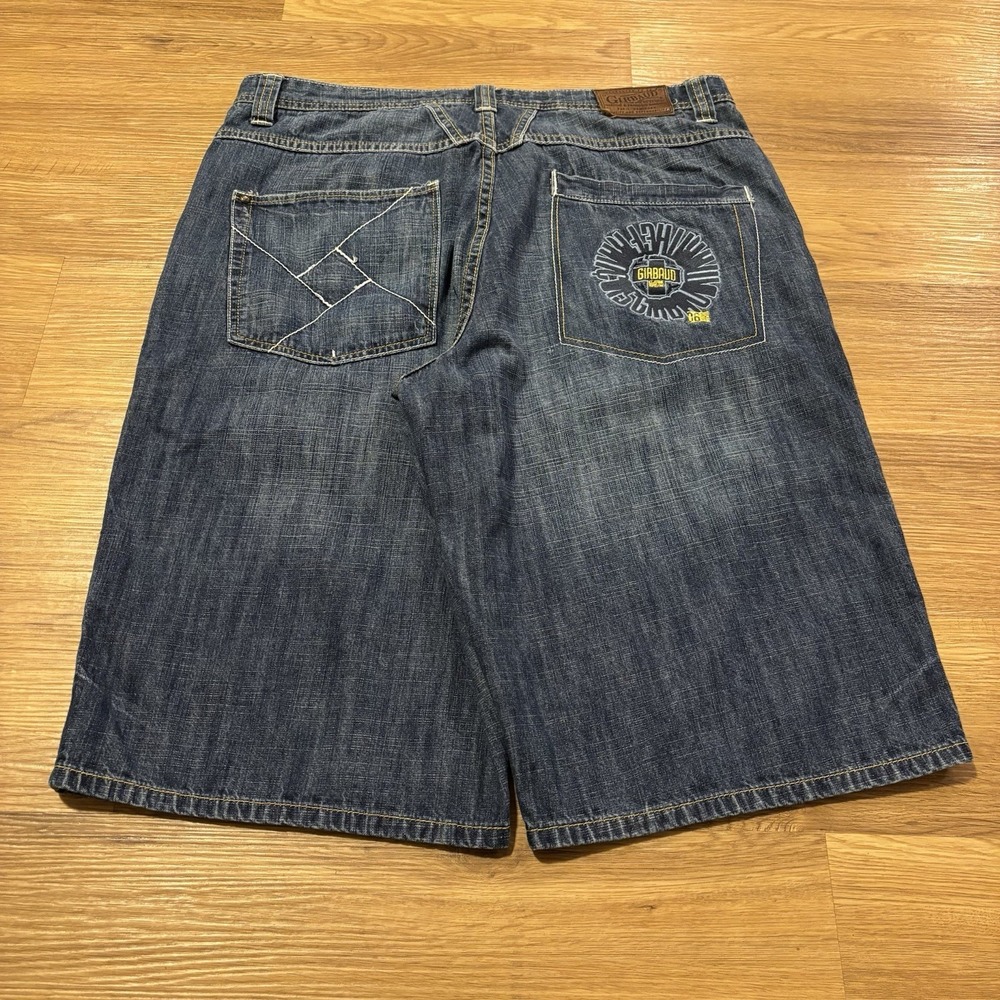 VTG Marithe Francois Girbaud Jean Shorts 36 Fits 34 Baggy Embroidered Jorts Y2K